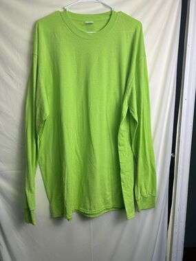 Men's Long Sleeve Crewneck Shirt - Bright Lime Green